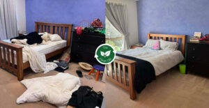 Bedroom before and after
