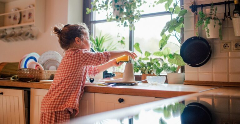 kids helping at home