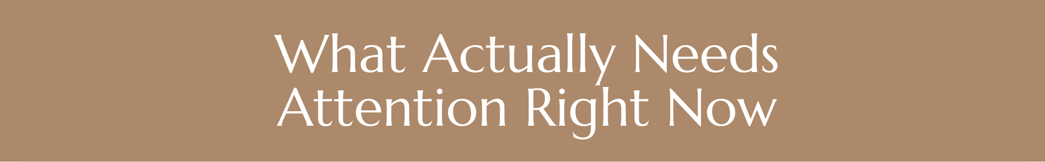 What Actually Needs Attention Right Now