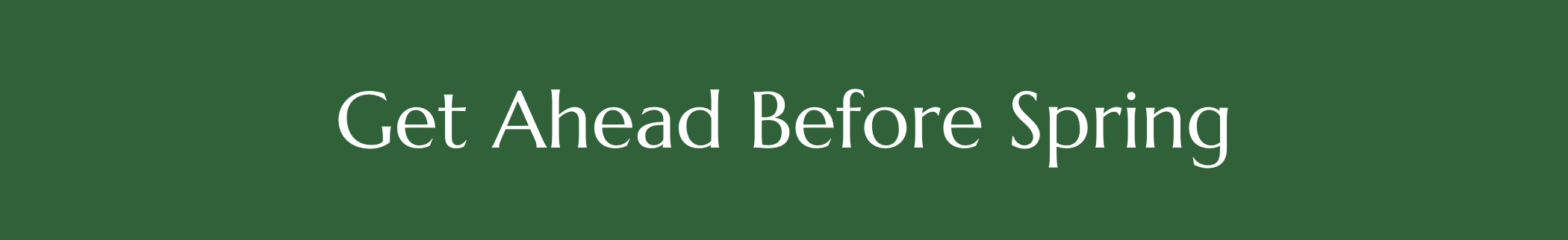 Get Ahead Before Spring