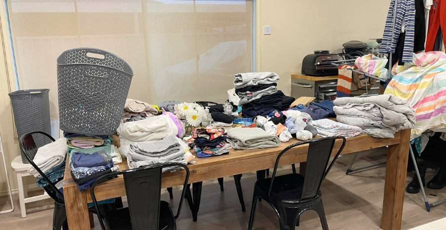 folded laundry on table
